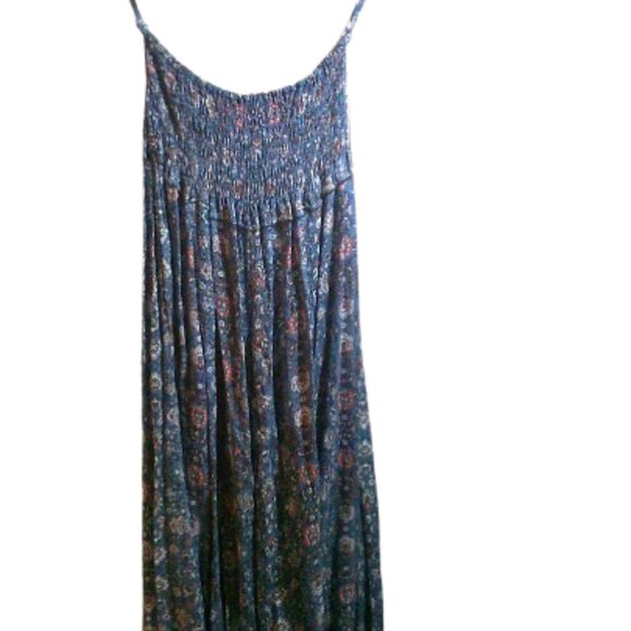 Jumpsuit with Wide-Leg Halara-style Boho Style Smocked top  Made in INDIA SZ F - Picture 2 of 12
